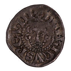 Coin, round, crowned bust of the King facing within a beaded circle; around; HENRICVS REX III.