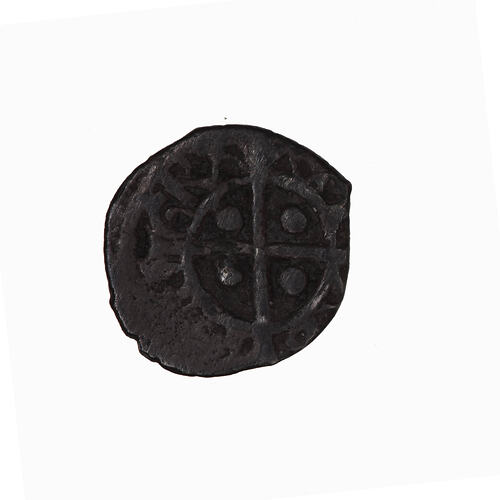 Coin, round, long cross dividing legend, a pellet in each angle; text around, DEI GRACIAS.