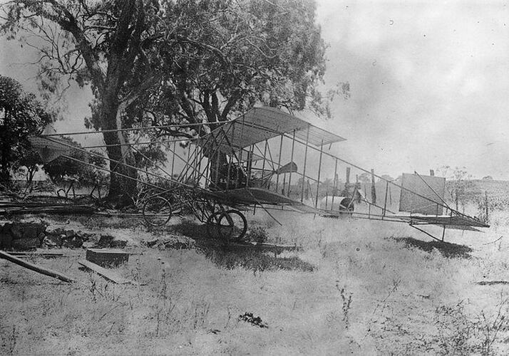 Photograph - Duigan Biplane at Spring Plains Station,  Mia Mia, 1910
