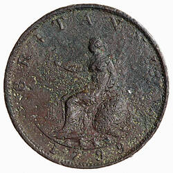 Coin - Halfpenny, George III, Great Britain, 1799 (Reverse)