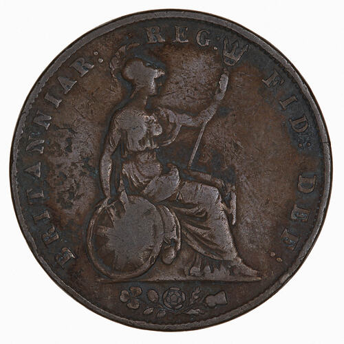 Coin - Halfpenny, Queen Victoria, Great Britain, 1846 (Reverse)