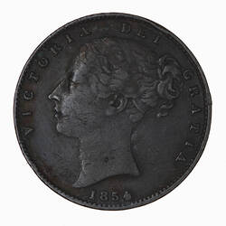 Coin - Farthing, Queen Victoria, Great Britain, 1854 (Obverse)