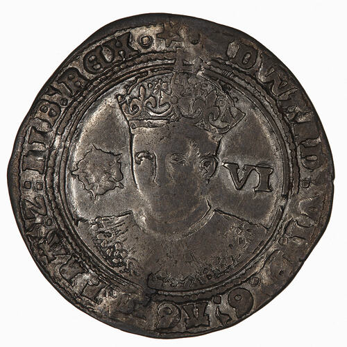 Coin - Sixpence, Edward VI, England, Great Britain, 1552-1553 (Obverse)