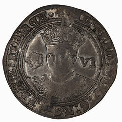 Coin - Sixpence, Edward VI, England, Great Britain, 1552-1553 (Obverse)