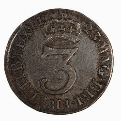 Coin - Threepence, George I, England, Great Britain, 1723 (Reverse)