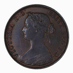 Coin - Halfpenny, Queen Victoria, Great Britain, 1861 (Obverse)
