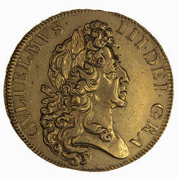 Coin - 5 Guineas, William III, Great Britain, 1701 (Obverse)