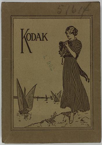 Photo & Negative Folder - 'Kodak', Portrait of Woman with Camera & Sailing Boats, circa 1910