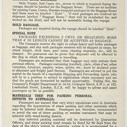 Leaflet - Instructions for Forwarding Passengers' Baggage, P&O Lines, Nov 1956