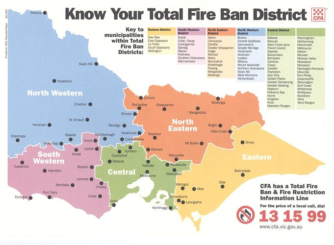 Information Sheet - 'Know Your Total Fire Ban District', Country Fire Authority, before Feb 2009