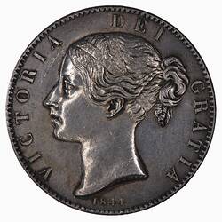 Coin - Obverse, Crown, Queen Victoria, Great Britain, 1844