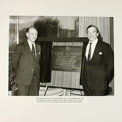 Photograph - Unveiling of the Plaque Commemorating 100 Years of Administration of the Royal Exhibition Building, Melbourne, 30 September 1981