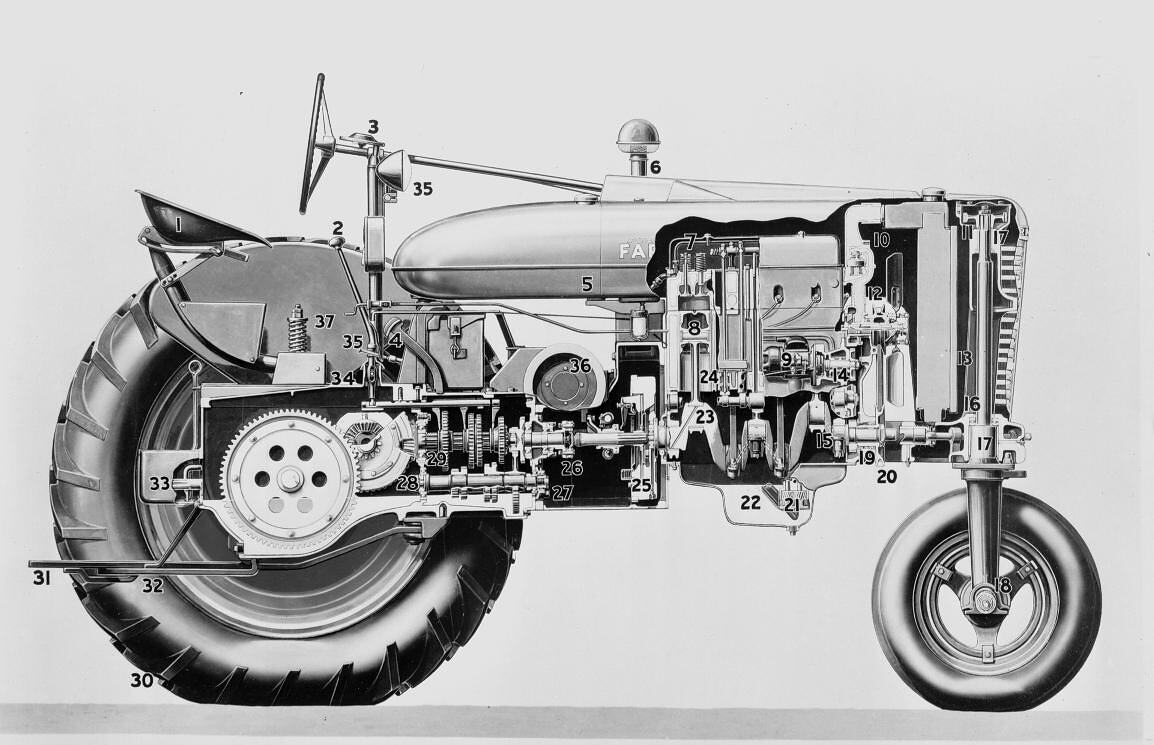 Negative - International Harvester, Farmall M Tractor Cross-Section, 1940