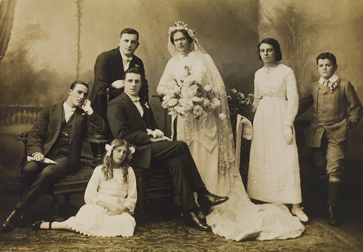Wedding Portrait, George Crocker, Vera Weisheit and Family, South Melbourne, 1913