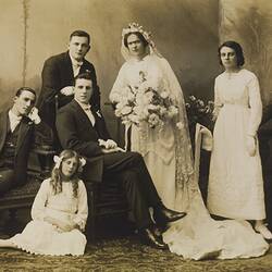 Digital Photograph - Wedding Portrait, George Crocker, Vera Weisheit & Bridal Party, South Melbourne, 1913