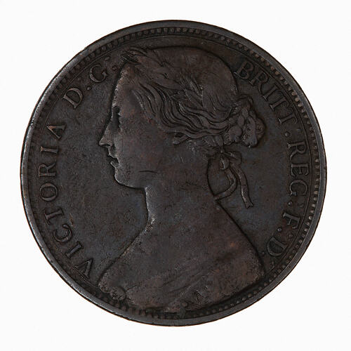 Coin - Penny, Queen Victoria, Great Britain, 1862 (Obverse)