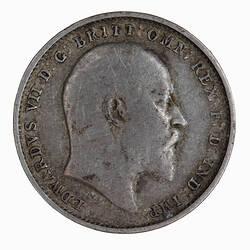 Coin - Threepence, Edward VII, Great Britain, 1908 (Obverse)