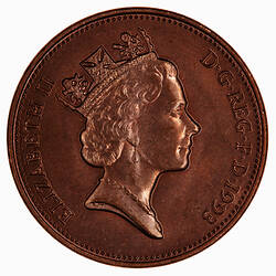 Coin - 2 Pence, Elizabeth II, Great Britain, 1993 (Obverse)