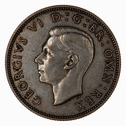 Coin - Florin (2 Shillings), George VI, Great Britain, 1941 (Obverse)