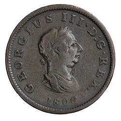 Coin - Halfpenny, George III, Great Britain, 1806 (Obverse)