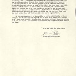 Letter - John and Zelma Gartner to friends, Ash Wednesday bushfires, Mt. Macedon, 25 April 1983