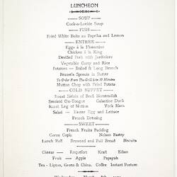 Menu - SS Kamo Maru, NYK Line, Lunch, 8 Mar 1939