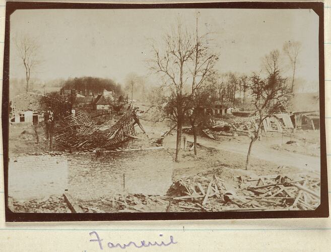 Ruins, Favreuil, France, Sergeant John Lord, World War I, 1917