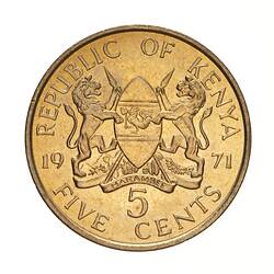 Coin - 5 Cents, Kenya, 1971