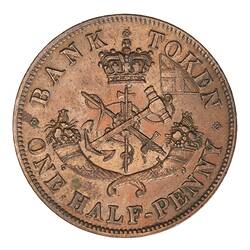 Token - 1/2 Penny, Bank of Upper Canada, Upper Canada, Canada, 1850