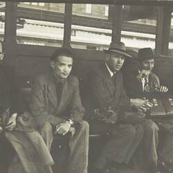 Ivan Kucan & Friends Sitting in Passenger Shelter at Flinders Street Railway Station, Melbourne, Victoria, 1951