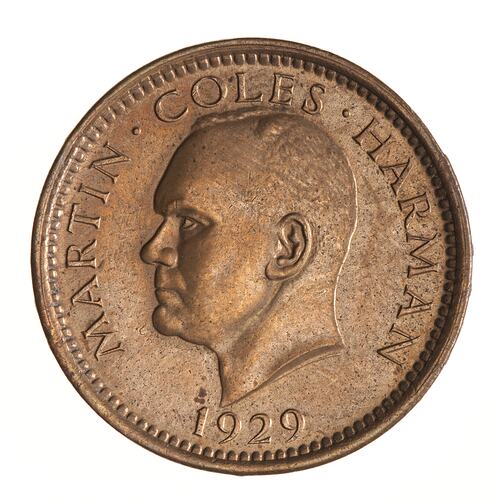 Token - 1/2 Puffin, Martin Coles Harman, Lundy, England, Great Britain, 1929