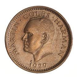 Token - 1/2 Puffin, Martin Coles Harman, Lundy, England, Great Britain, 1929
