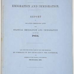 Parliamentary Paper - Emigration and Immigration, Parliament of Victoria, Colony of Victoria