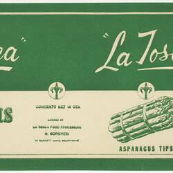 Food Label - La Tosca Asparagus Tips, 1950s