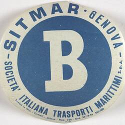 Baggage Label - Sitmar Line, Alphabetical, circa 1950s