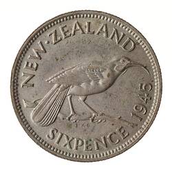 Coin - 6 Pence, New Zealand, 1945
