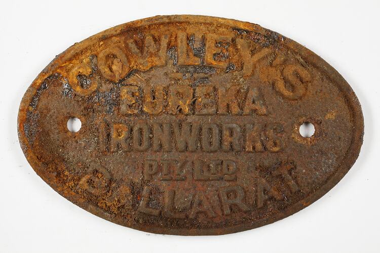 Boiler Plate - Cowley's Eureka Ironworks, Ballarat, Victoria