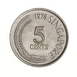 Coin - 5 Cents, Singapore, 1978