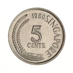 Coin - 5 Cents, Singapore, 1980