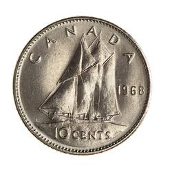 Coin - 10 Cents, Canada, 1968