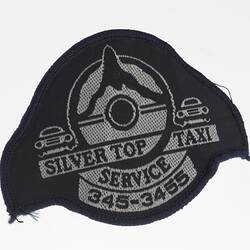 Embroidered Badge - Silver Top Taxi Service, Romanos Eid, Melbourne, 1990s