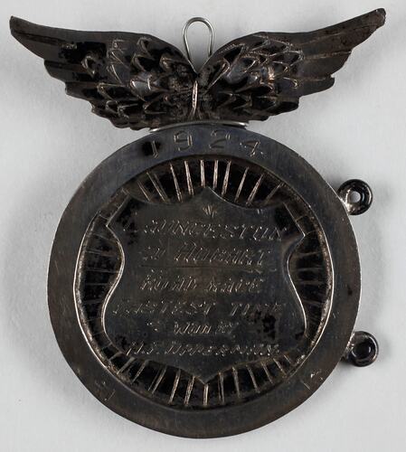 Medal, cycling. Mr Hubert Opperman. Road race - Launceston to Hobart (fastest time), 1924