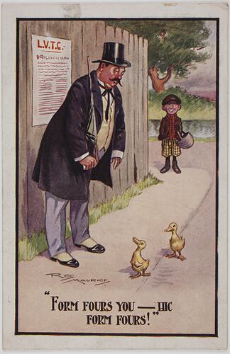 Postcard - 'Form Fours You', England, circa 1919