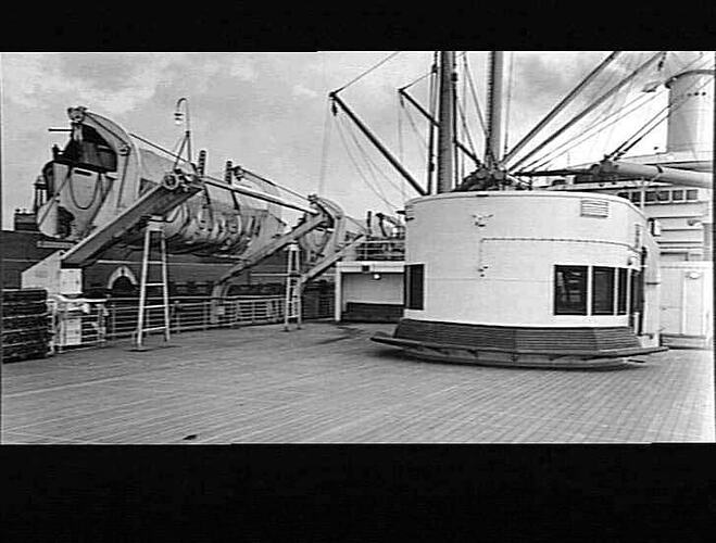 Ship deck raised winch platform.