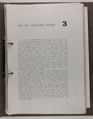 Folder - Commodore, PET Operating System & Reference, 1983-4