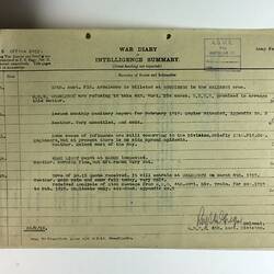 Paper with printed text and multiple written signatures, stapled to other pages in top-left corner.