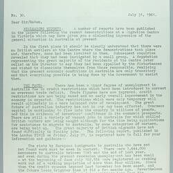 Newsletter - 'Australian Migration Newsletter', 31 Jul 1961