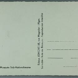 Postcard - 'La Mosquee Sidi-Abderrahmane, Alger', Ship 'New Australia', 1951