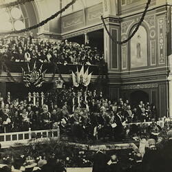 Photograph - Federation Celebrations, 'Opening of the First Parliament of the Commonwealth', Exhibition Building, Melbourne, 9th May 1901