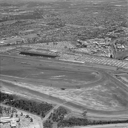 Negative - Aerial View of Sandown Racecourse & Surrounding Suburb, Springvale, Victoria, 27 Dec 1969